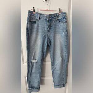 Time and Tru Light Blue Distressed Ankle Jeans